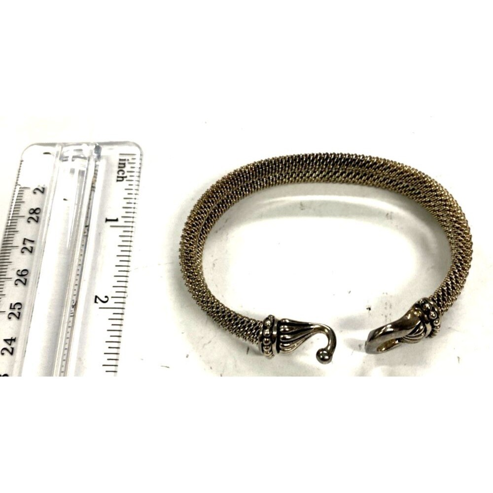 Vintage Joseph Esposito Sterling Silver Double Mesh Cuff Bracelet .925 READ Pls